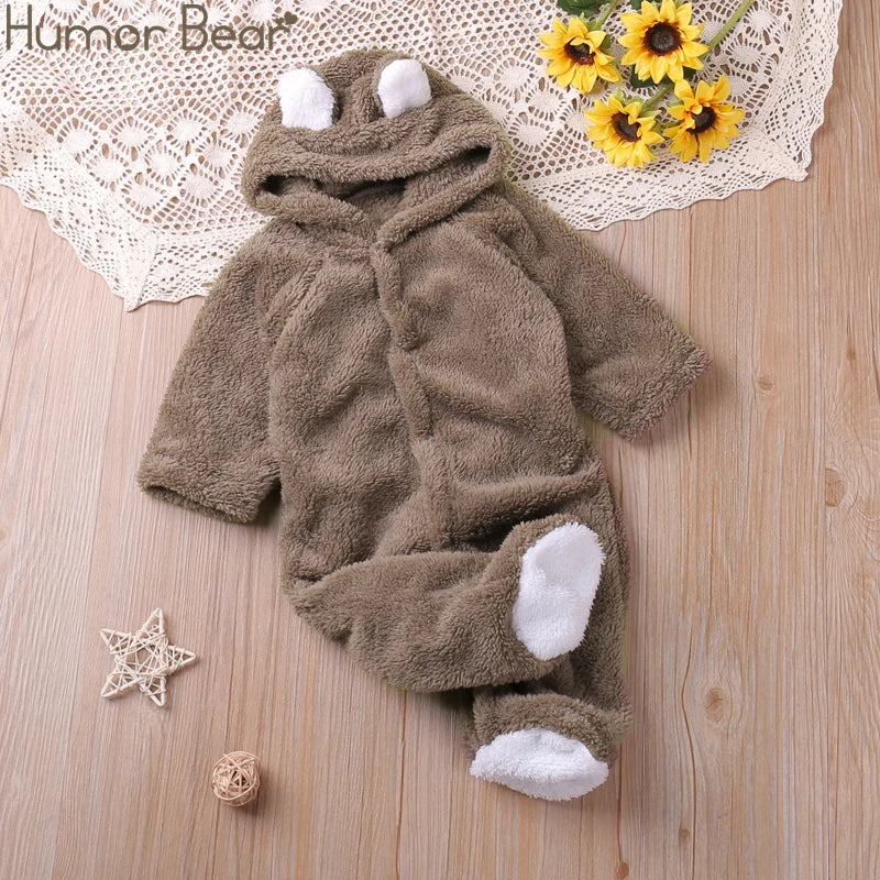 Humor Bear Autumn Cartoon Style Winter Long Sleeve Baby Boys Girls Rompers Toddler Kids Playsuit Jumpsuits Baby Clothes Leedoar