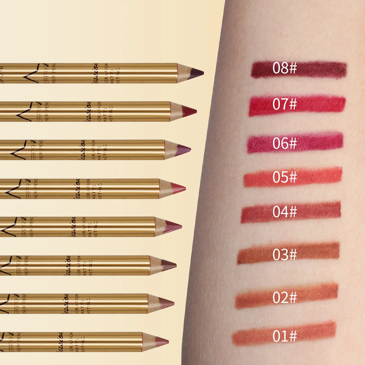 IMAGIC 8-Color LipLiner Pencil Long Lasting Waterproof Professional Soft Smooth Colorful Matte Lipstick Cosmetics Makeup Tool Leedoar