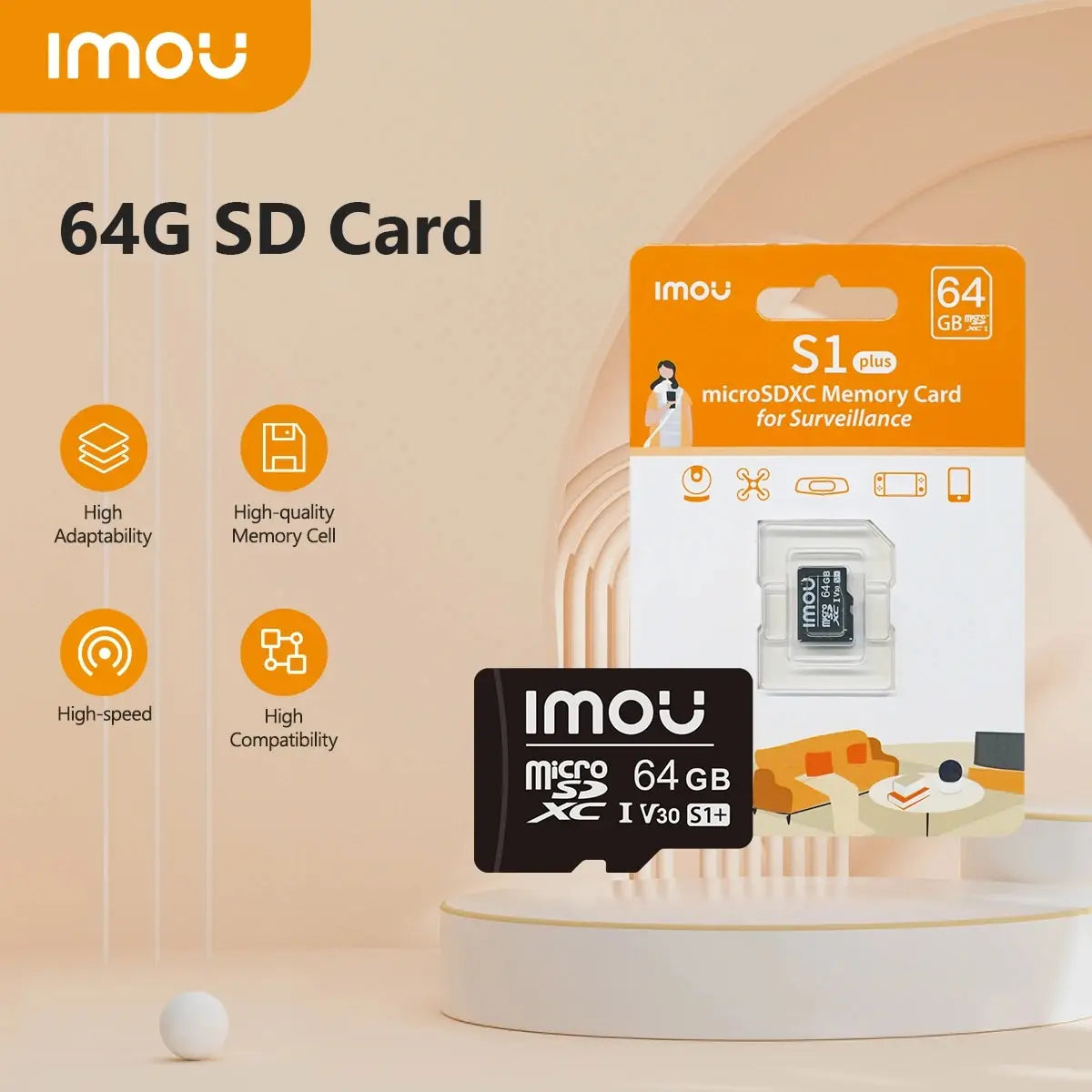 IMOU SD Card High-speed 32G 64G High Adaptability128G 256G High Compatibility Exclusive MicroSDXC Card for Surveillance Leedoar