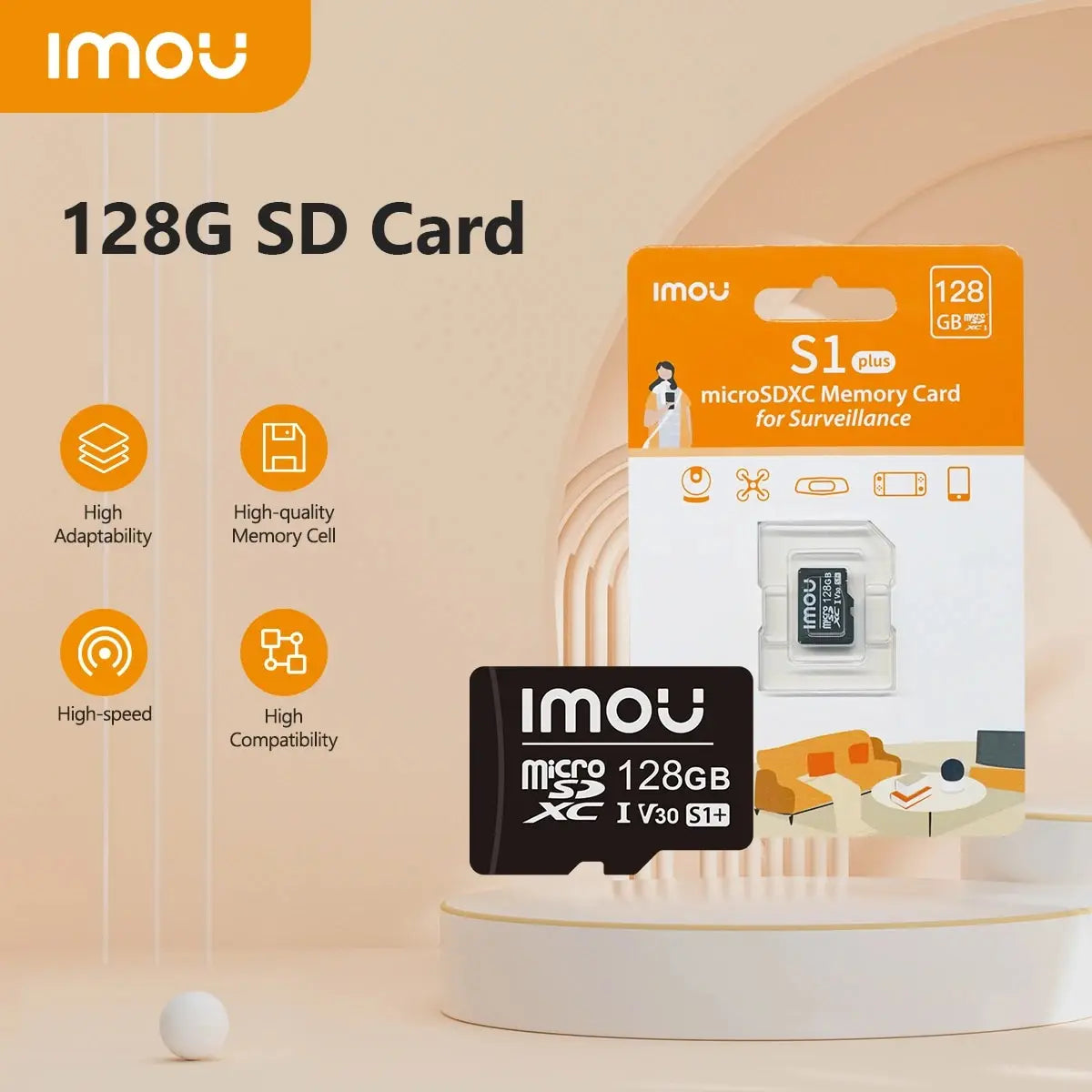 IMOU SD Card High-speed 32G 64G High Adaptability128G 256G High Compatibility Exclusive MicroSDXC Card for Surveillance Leedoar