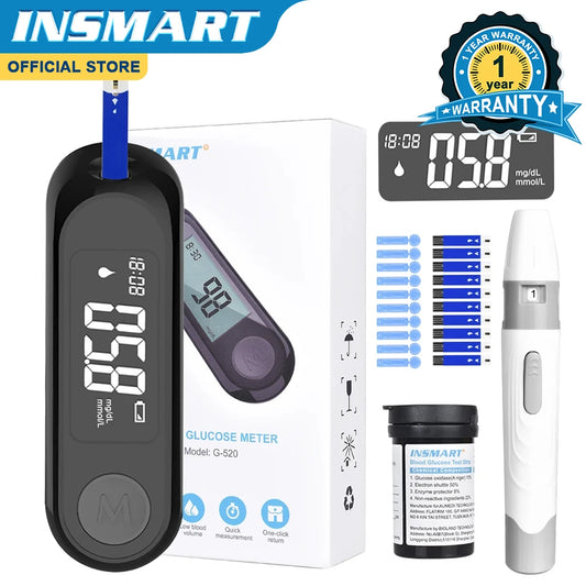 INSMART Blood Glucose Meter Diabetes Testing Kit Diabetes Lancet Machine Glucometer 10pcs Test Strips Blood Sugar Meter