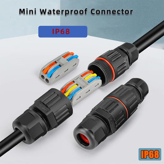 Conector de conexión rápida con cable de unión a prueba de agua IP68, conector impermeable de 2/3 pines sin soldadura, terminal de cableado de lámpara LED para exteriores a prueba de lluvia 