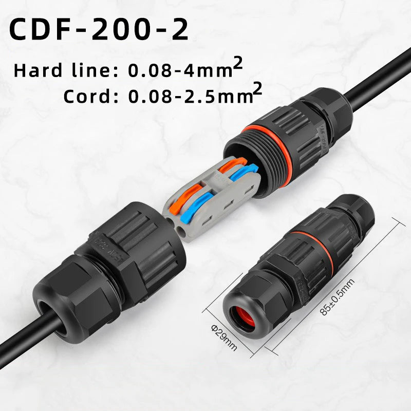 Conector de conexión rápida con cable de unión a prueba de agua IP68, conector impermeable de 2/3 pines sin soldadura, terminal de cableado de lámpara LED para exteriores a prueba de lluvia 