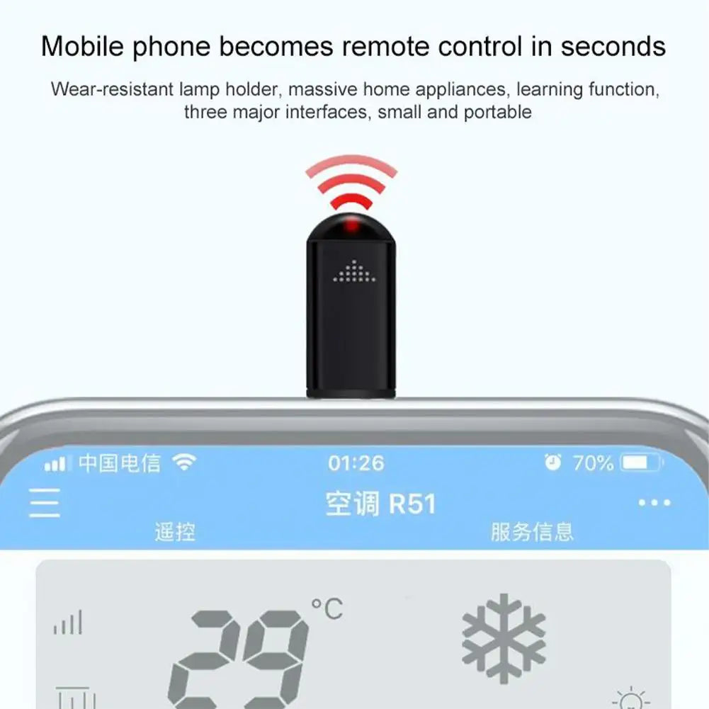 Adaptador de control remoto por infrarrojos inalámbrico para dispositivos IR, control por aplicación inteligente, transmisor de infrarrojos para teléfonos iPhone y Android 