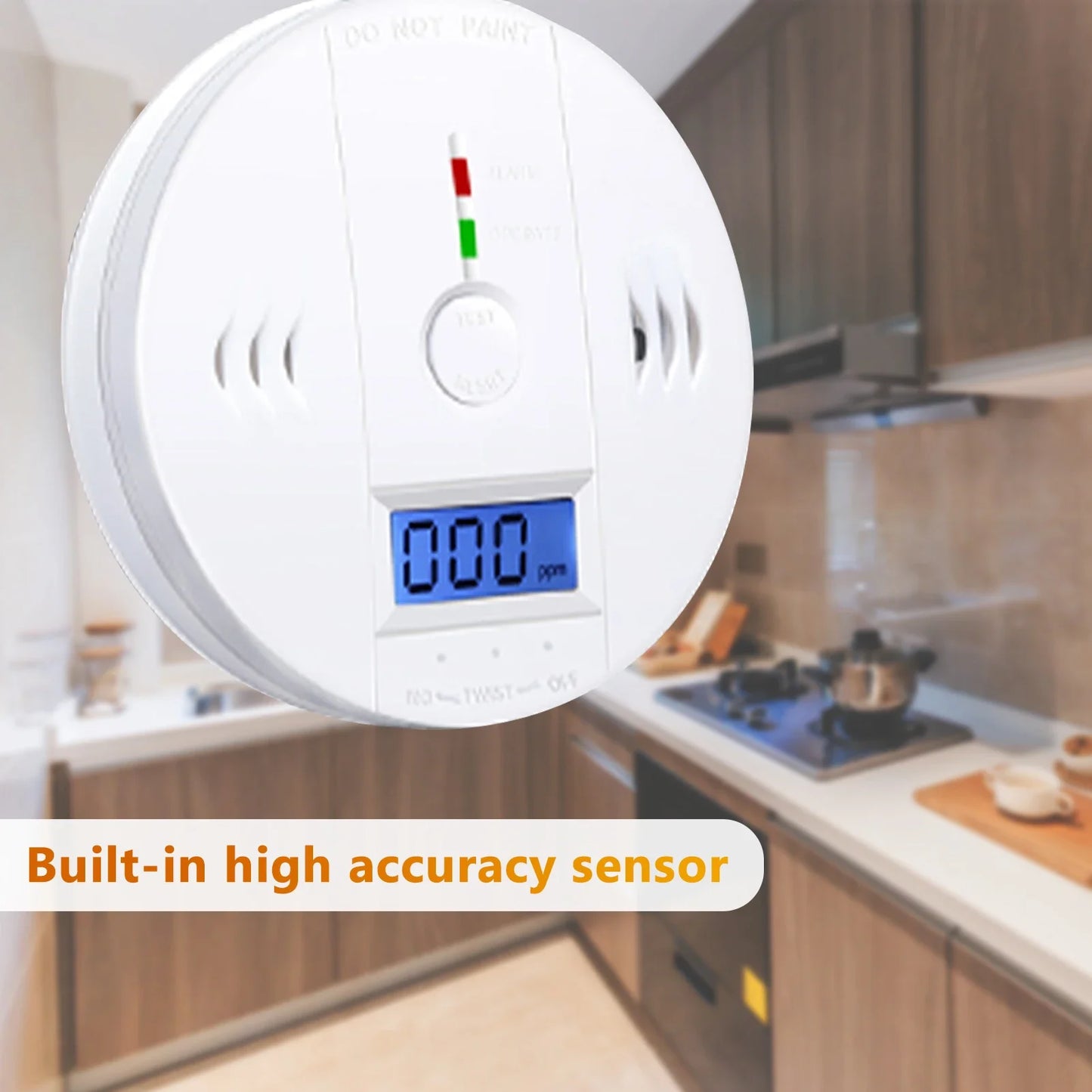 Independent CO Alarm Sensor Carbon Monoxide Alarm Detector 85dB High Sensitive Warning LCD Photoelectric Display for Home Hotel Leedoar