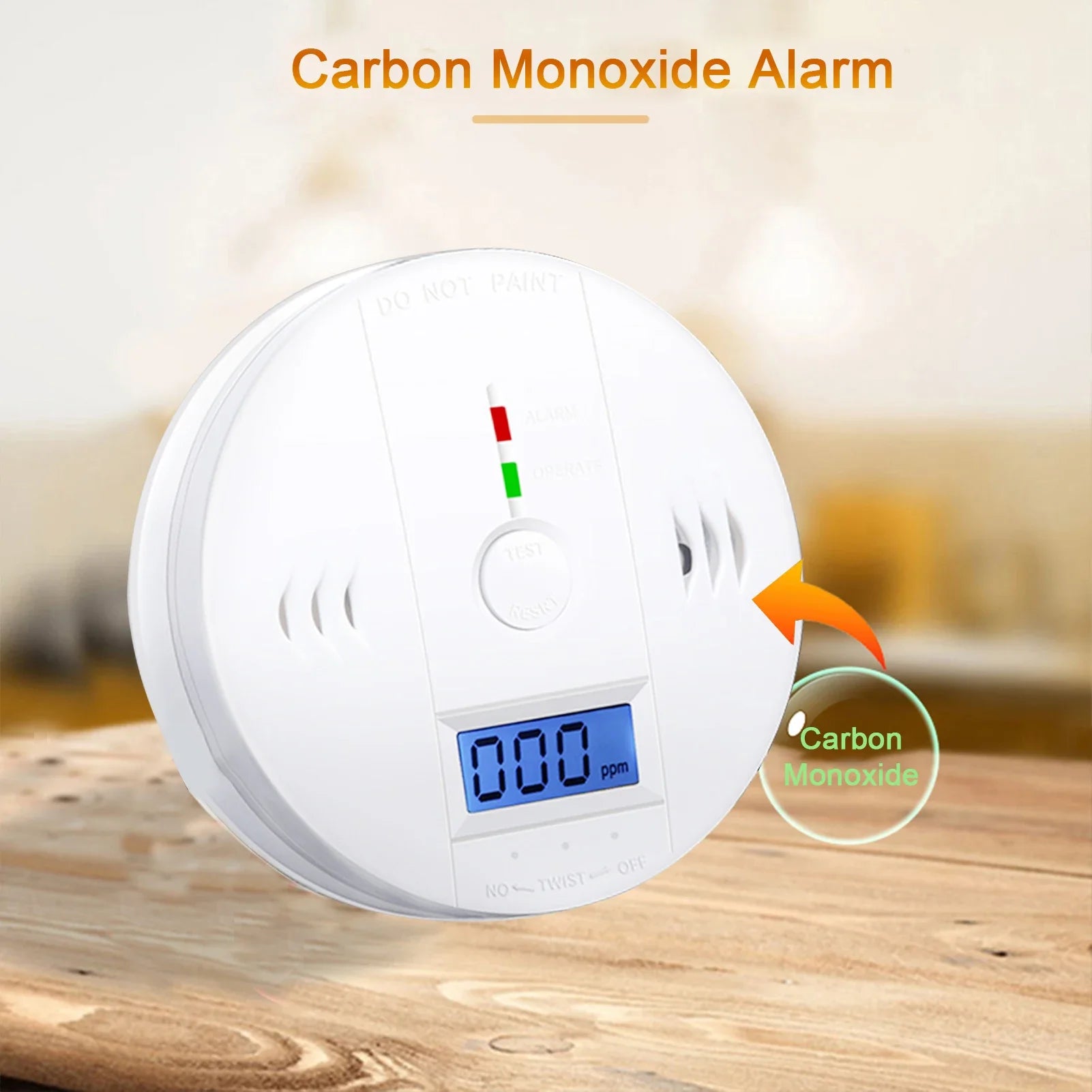 Independent CO Alarm Sensor Carbon Monoxide Alarm Detector 85dB High Sensitive Warning LCD Photoelectric Display for Home Hotel Leedoar