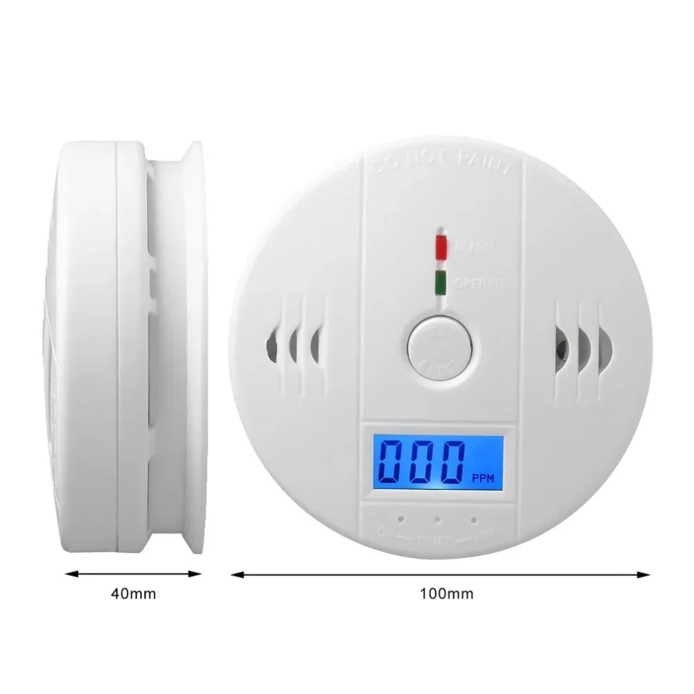 Independent CO Alarm Sensor Carbon Monoxide Alarm Detector 85dB High Sensitive Warning LCD Photoelectric Display for Home Hotel Leedoar