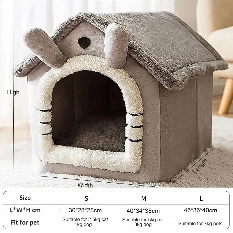 Indoor Warm Dog House Soft Pet Bed Tent House Dog Kennel Cat Bed with Removable Cushion Suitable for Small Medium Large Pets Leedoar