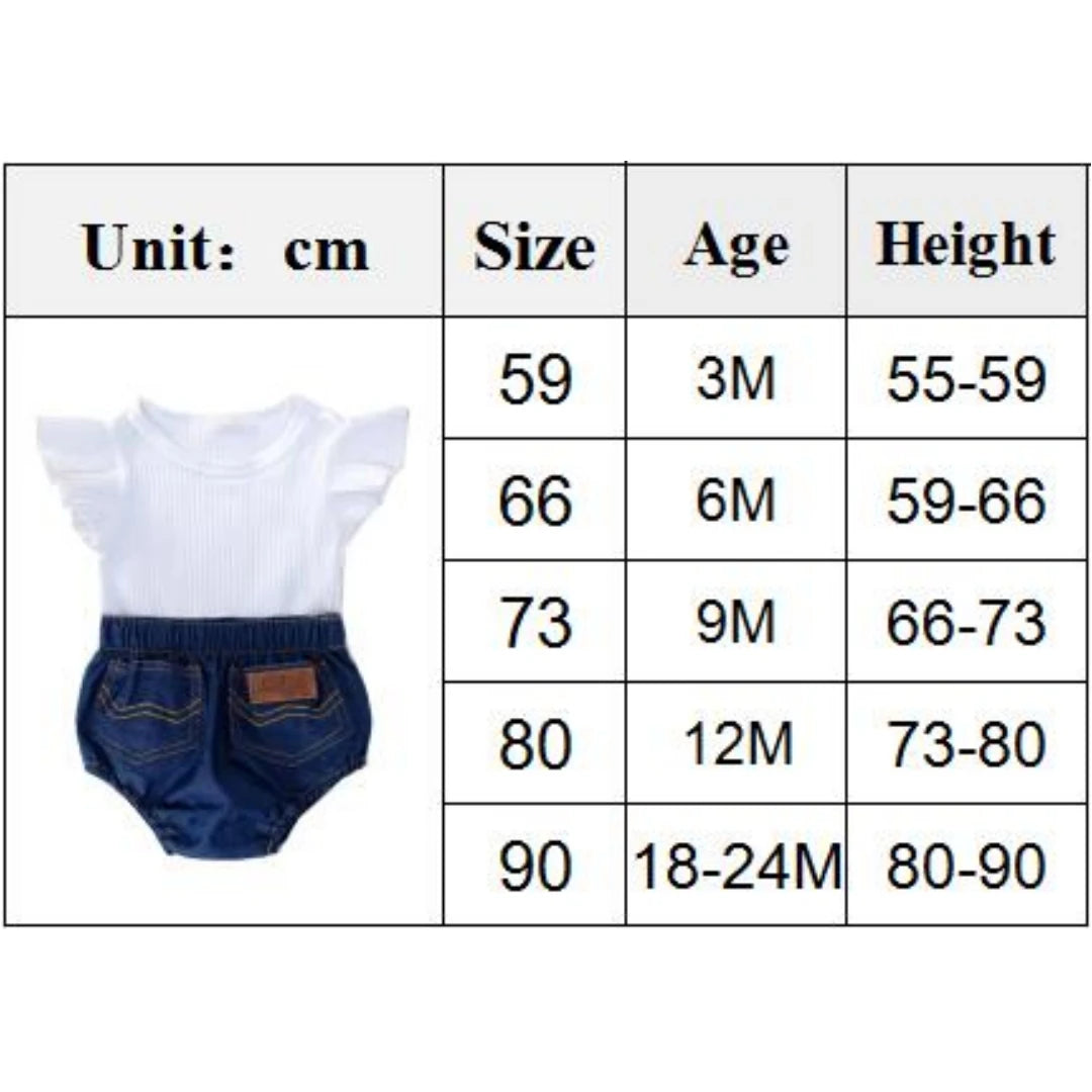 Infant Girl Clothing 2024 Summer Cotton Newborn Ruffles Romper Jeans Headband Toddler Baby Girl Clothes Outfit Set Outdoor Suit Leedoar