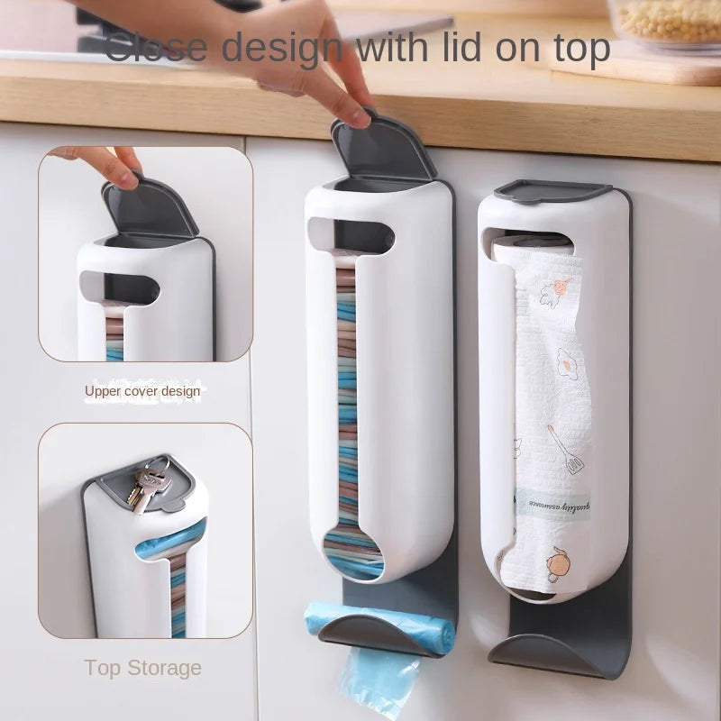 Innovative Wall Mounted Plastic Bag Dispenser Organizer for Kitchen and Home - Easy Access, Neat Organization and Space-saving Leedoar