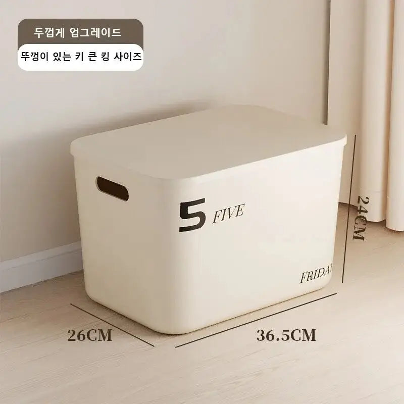 Ins Style Storage Box with Lid Dustproof Cosmetics Clothing Grocery Storage Bedroom Dormitory Storage Box Toy Storage Leedoar