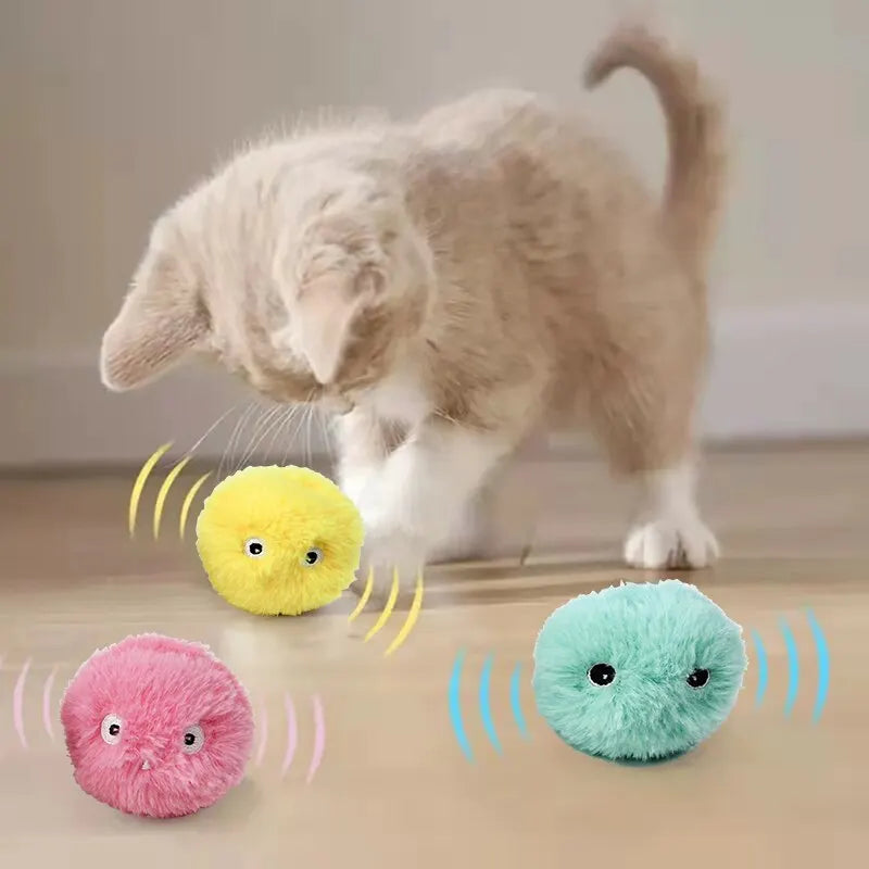 Interactive Ball Smart Cat Toys Plush Electric Catnip Training Toy Kitten Touch Sounding Pet Product Squeak Toy Ball Leedoar