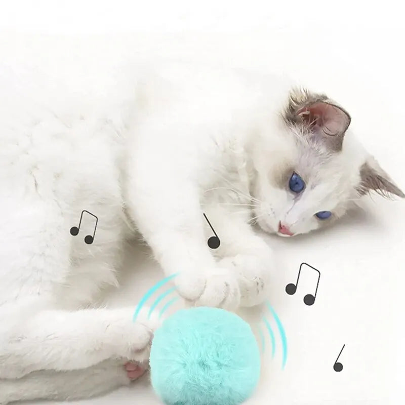 Interactive Ball Smart Cat Toys Plush Electric Catnip Training Toy Kitten Touch Sounding Pet Product Squeak Toy Ball Leedoar