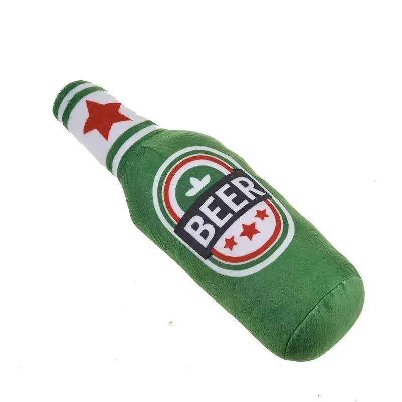 Interactive Dog Toys Champagne Wine Bottle Shape Pet Toy Plush Filled Vodka Toy Squeaky Bite-Resistant Pet Supplies Whisky Leedoar