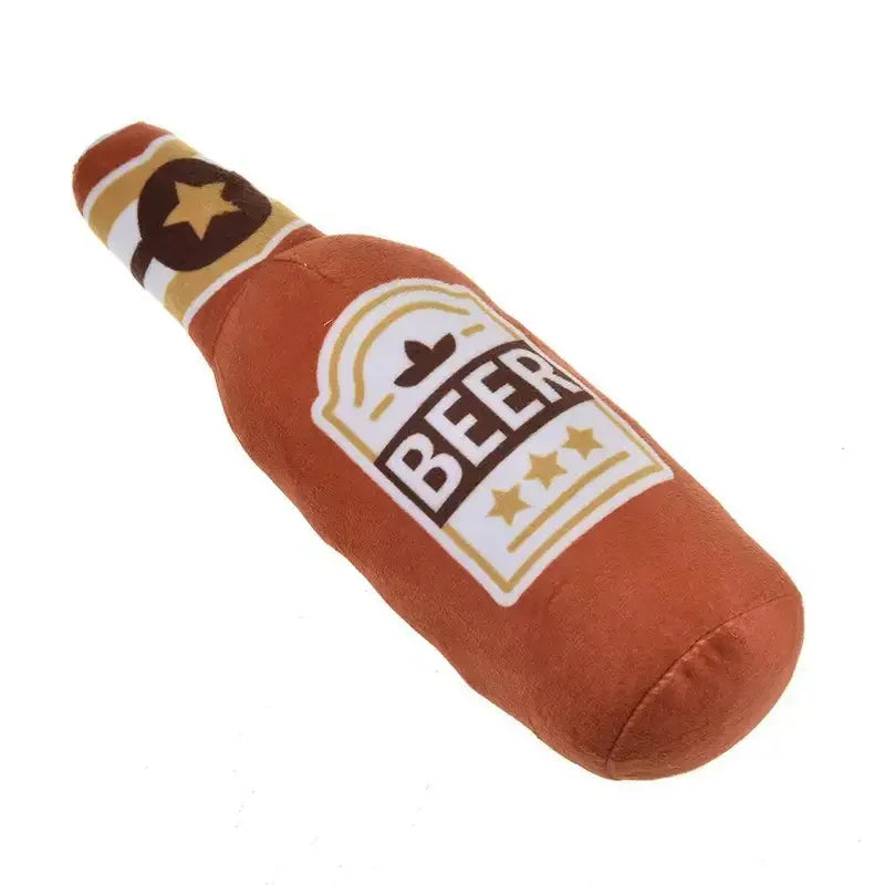 Interactive Dog Toys Champagne Wine Bottle Shape Pet Toy Plush Filled Vodka Toy Squeaky Bite-Resistant Pet Supplies Whisky Leedoar