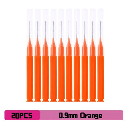Caja de cepillos interdentales, 20 piezas, para limpiar espacios entre dientes, para ortodoncia recta 
