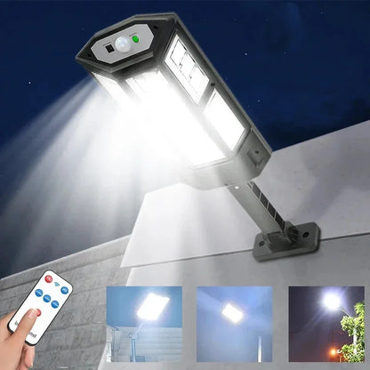 Luces solares para exteriores con irradiación de 300㎡ y 600 LM, luz solar con sensor de movimiento, 3 modos, impermeables, para jardín, pared de calle, lámpara solar para exteriores 