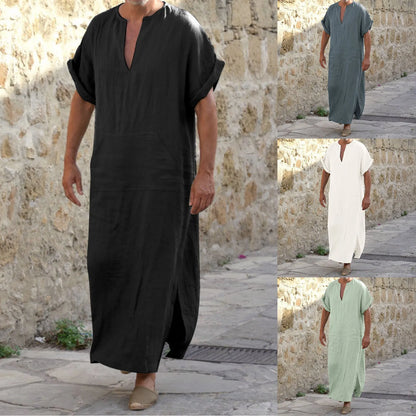 Islámico tradicional Jubba Thobe hombres Abaya túnicas musulmanas Dubai árabe Kaftan ropa Qamis Homme árabe turco vestido Hijab 