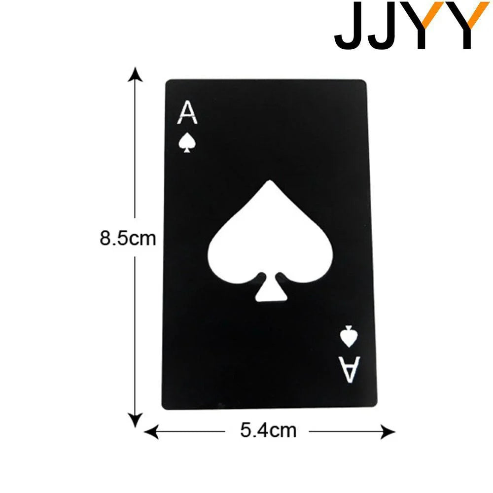 JJYY Black Poker Card Beer Bottle Opener Personalized Stainless Steel Credit Card Bottle Opener Card of Spades Bar Tool Leedoar