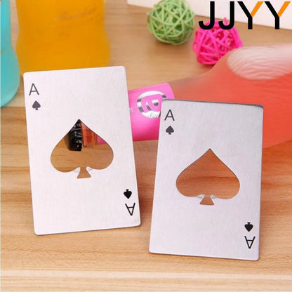 JJYY Black Poker Card Beer Bottle Opener Personalized Stainless Steel Credit Card Bottle Opener Card of Spades Bar Tool Leedoar