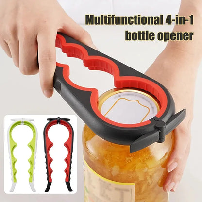 JJYY Can Opener Multifunctional Four In One Beverage Bottle Opener Cap Twister Four Position Can Opener Anti Slip Cap Twister Leedoar