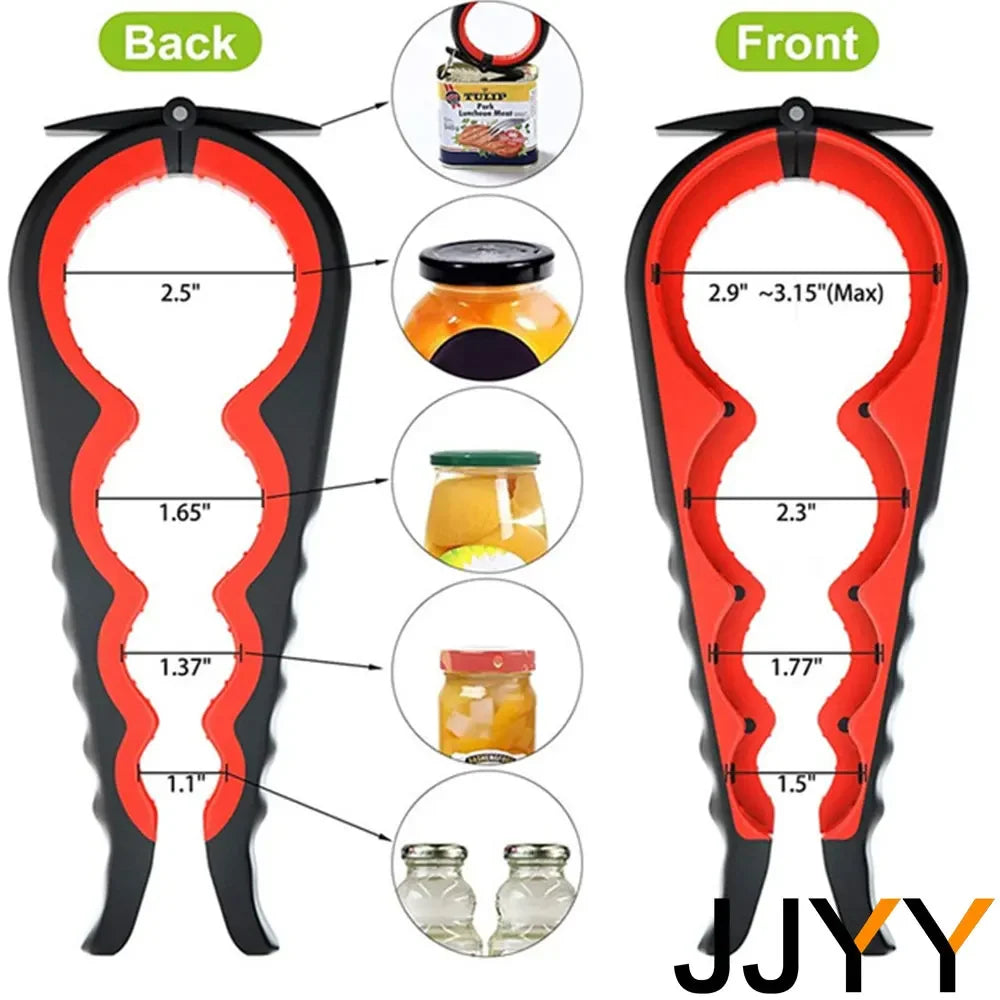 JJYY Can Opener Multifunctional Four In One Beverage Bottle Opener Cap Twister Four Position Can Opener Anti Slip Cap Twister Leedoar