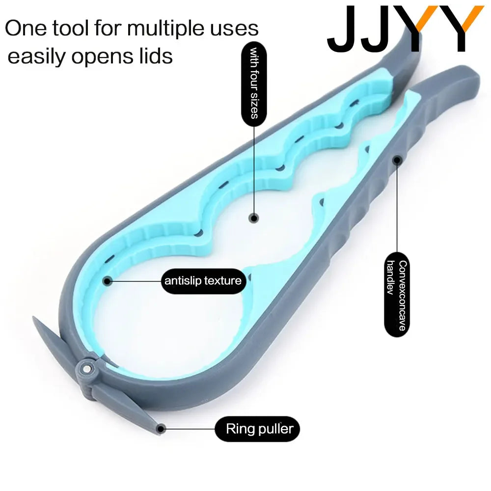 JJYY Can Opener Multifunctional Four In One Beverage Bottle Opener Cap Twister Four Position Can Opener Anti Slip Cap Twister Leedoar