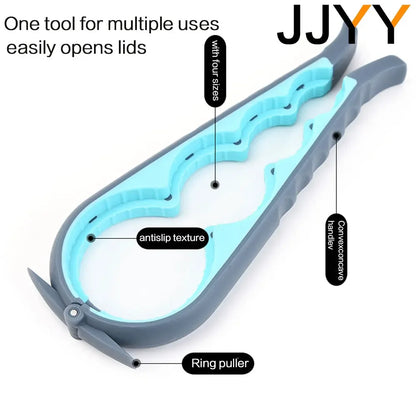 JJYY Can Opener Multifunctional Four In One Beverage Bottle Opener Cap Twister Four Position Can Opener Anti Slip Cap Twister Leedoar