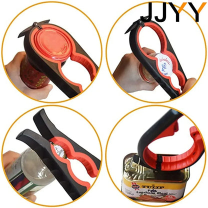 JJYY Can Opener Multifunctional Four In One Beverage Bottle Opener Cap Twister Four Position Can Opener Anti Slip Cap Twister Leedoar