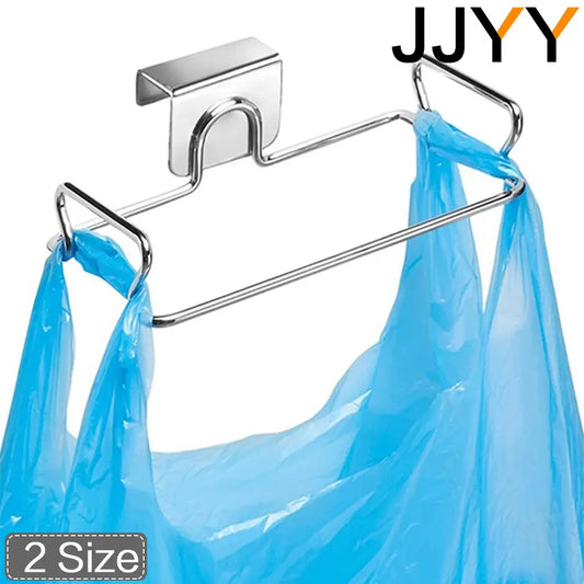 JJYY - Estante para basura de cocina, soporte para bolsas de basura para puerta de armario, soporte de acero inoxidable para almacenamiento de basura en armario