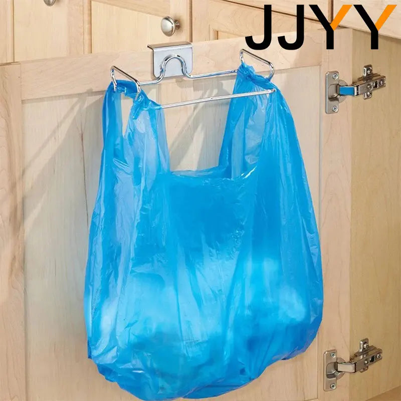 JJYY Kitchen Trash Rack Cabinet Door Garbage Bags Holder Stainless Steel Closet Garbage Storage Holder Leedoar