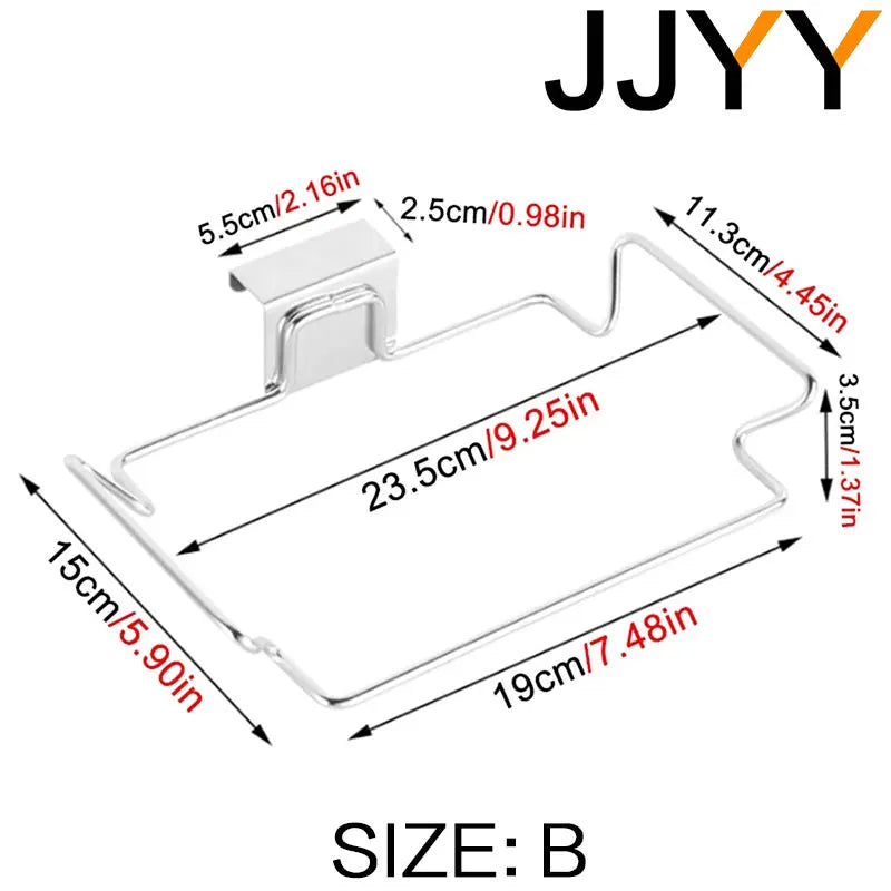 JJYY Kitchen Trash Rack Cabinet Door Garbage Bags Holder Stainless Steel Closet Garbage Storage Holder Leedoar