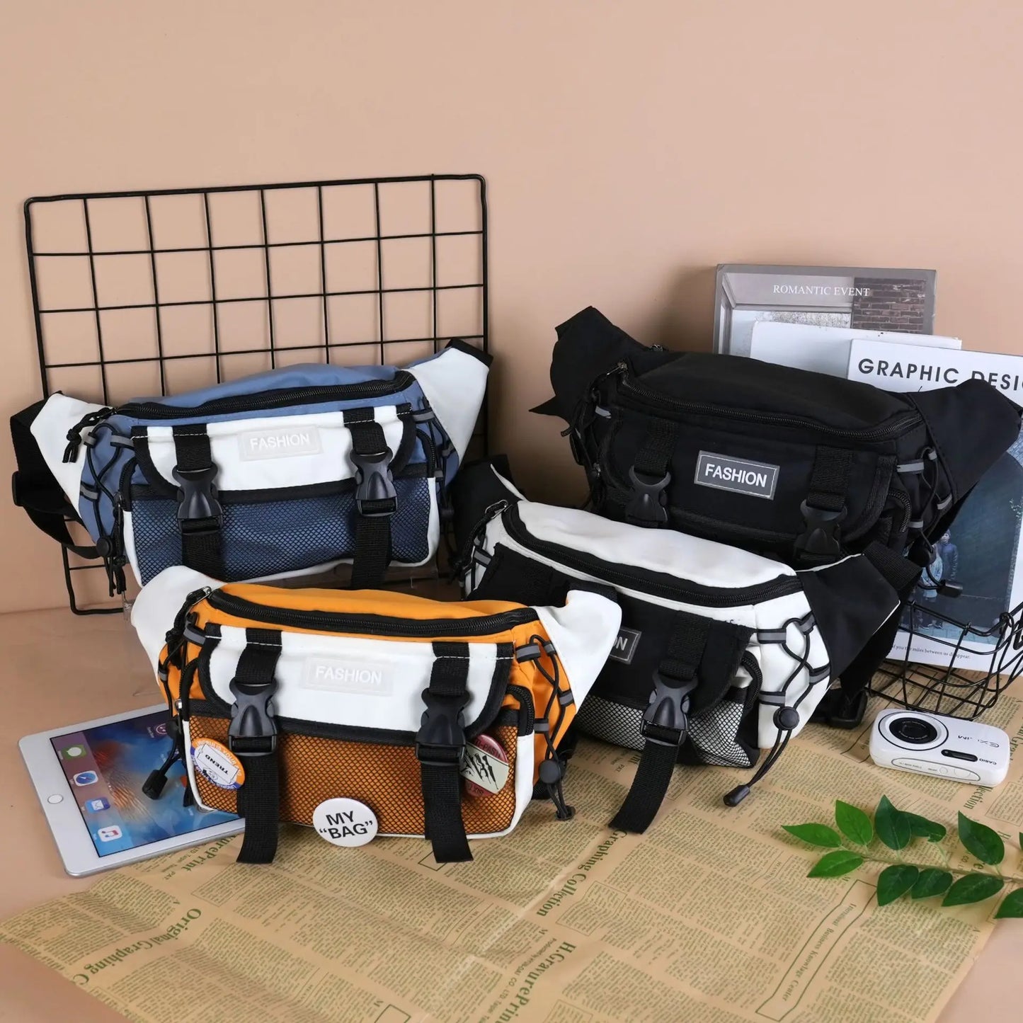 Japanese Style Chest Bag New Trendy Brand Casual Crossbody Bag Ins Nylon Small Shoulder Bag Large Capacity Waist Bag Student Mob Leedoar