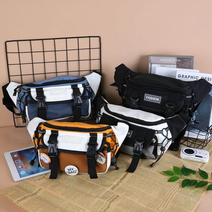 Japanese Style Chest Bag New Trendy Brand Casual Crossbody Bag Ins Nylon Small Shoulder Bag Large Capacity Waist Bag Student Mob Leedoar