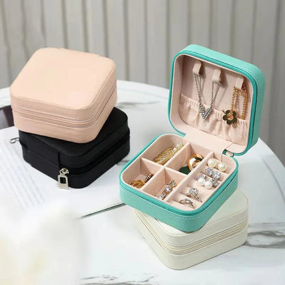 Jewelry Storage Organizer Travel Portable Velvet Storage Box Travel Leather Jewelry Case Earrings Necklace Ring Holder Organizer Leedoar