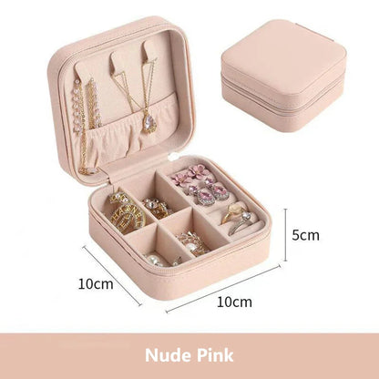 Jewelry Storage Organizer Travel Portable Velvet Storage Box Travel Leather Jewelry Case Earrings Necklace Ring Holder Organizer Leedoar