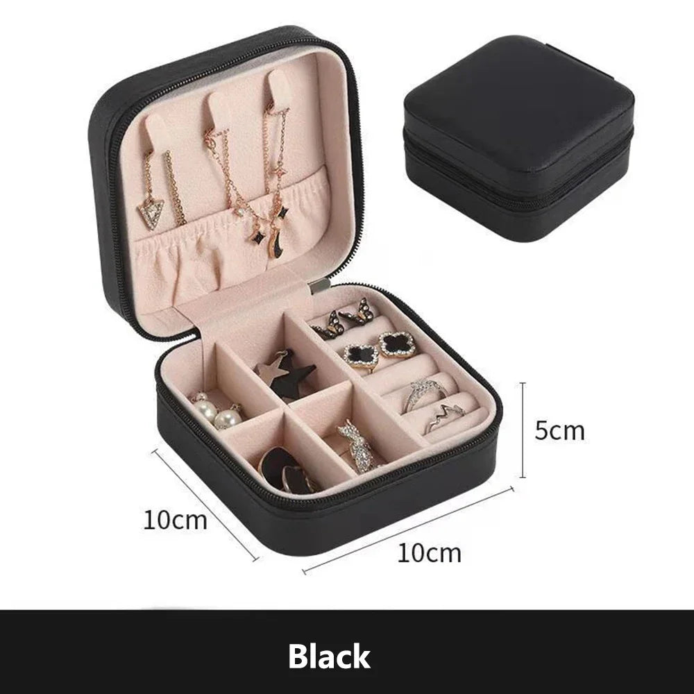 Jewelry Storage Organizer Travel Portable Velvet Storage Box Travel Leather Jewelry Case Earrings Necklace Ring Holder Organizer Leedoar