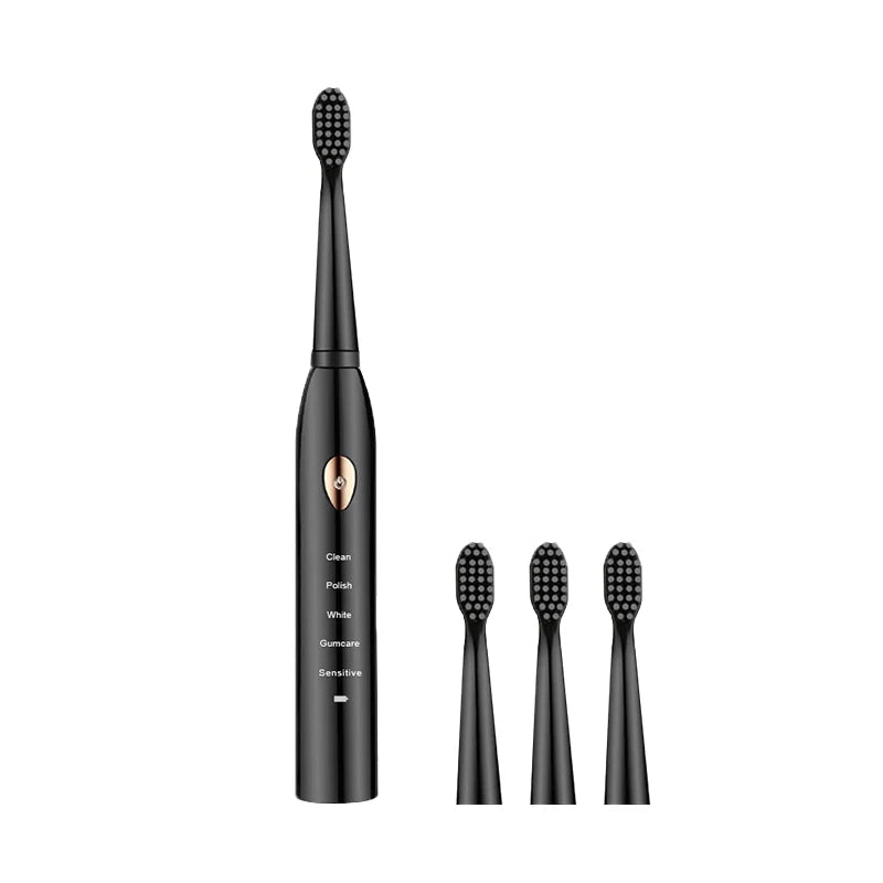 Jianpai Adult Black White Classic Acoustic Electric Toothbrush Adult 5-gear Mode USB Charging IPX7 Waterproof Acoustic Electric Leedoar