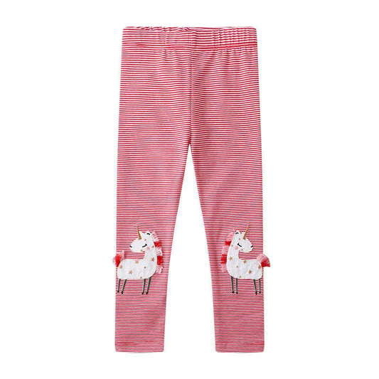 Jumping Meters 2-7T New Girls Leggings Pants  Unicorns Embroidery Striped Children's Clothing Skinny Baby Pencil Pants Baby Leedoar