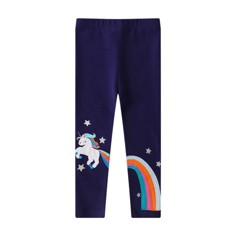 Jumping Meters 2-7T New Girls Leggings Pants  Unicorns Embroidery Striped Children's Clothing Skinny Baby Pencil Pants Baby Leedoar