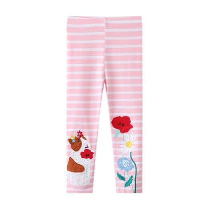 Jumping Meters 2-7T New Girls Leggings Pants  Unicorns Embroidery Striped Children's Clothing Skinny Baby Pencil Pants Baby Leedoar