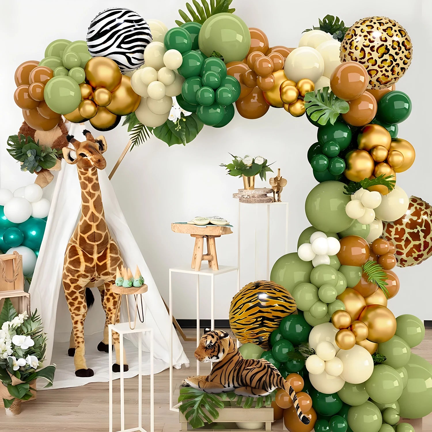 Jungle Animal Balloon Garland Arch Kit 1st Birthday Party Decoration Kids Boy BabyShower Decor Latex Balloons Leedoar