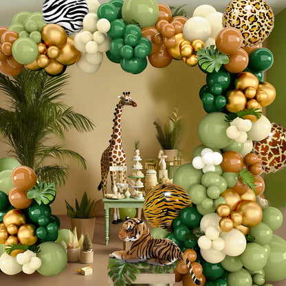 Jungle Animal Balloon Garland Arch Kit 1st Birthday Party Decoration Kids Boy BabyShower Decor Latex Balloons Leedoar