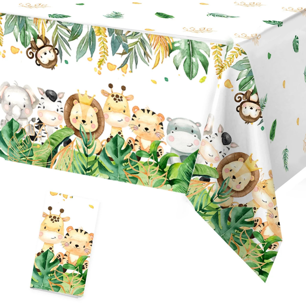 Jungle Animal Tablecloths Safari Birthday Party Decoration Kids Wedding Birthday Party Supplies Baby Shower Green Forest Gifts Leedoar