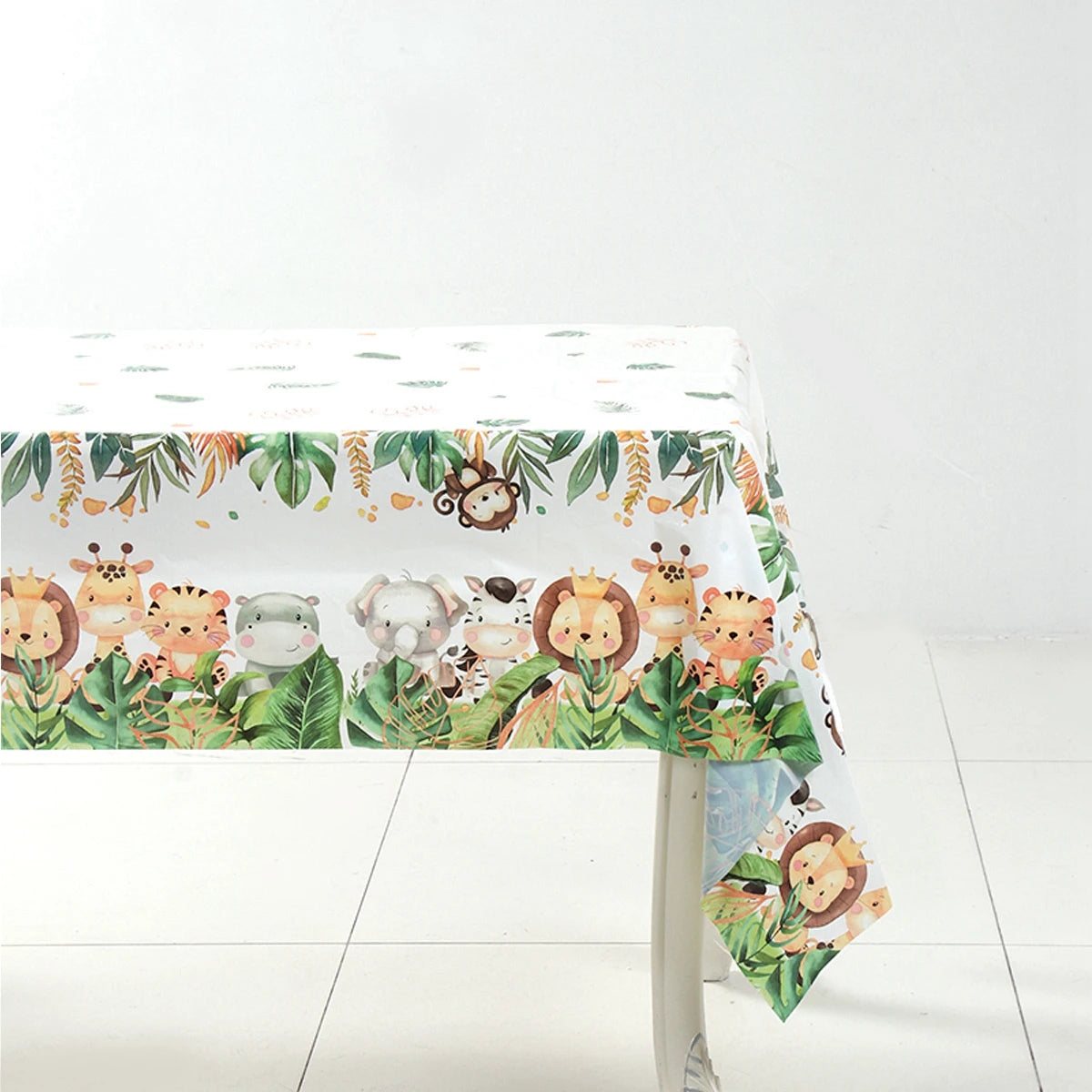 Jungle Animal Tablecloths Safari Birthday Party Decoration Kids Wedding Birthday Party Supplies Baby Shower Green Forest Gifts Leedoar