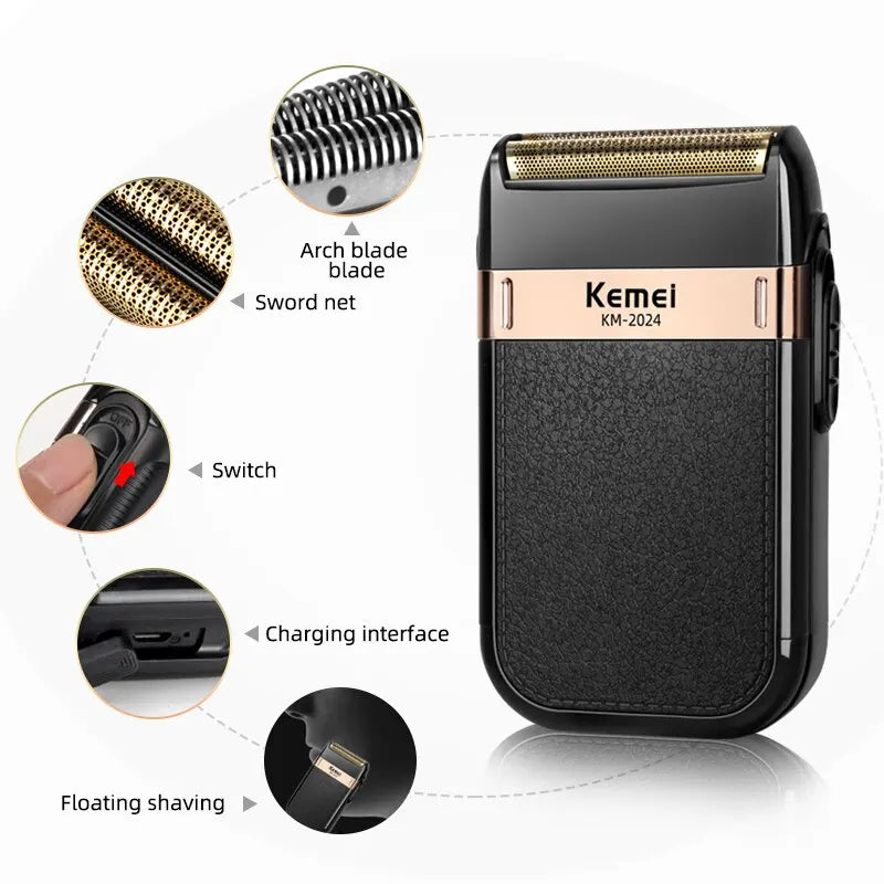 KEMEI-2024 Professional Electric Shaver for Men Electric Razors Barber Supplies Hair & Beard Trimmer Cordless Rechargeab Leedoar