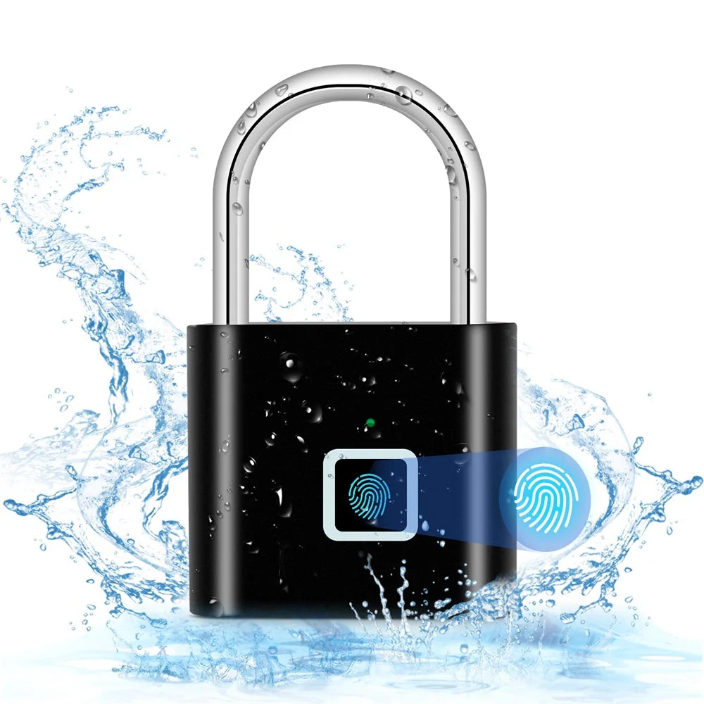 KERUI Keyless USB Charging Fingerprint Lock Smart Padlock Waterproof Door Lock 0.2sec Unlock Portable Anti-theft Padlock Zinc Leedoar