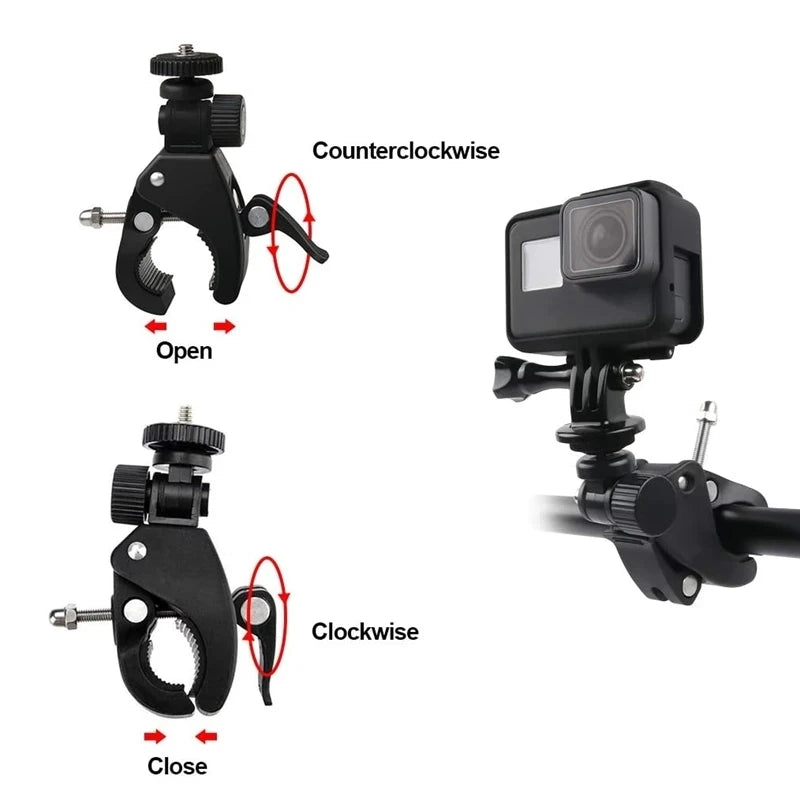 KFFTWWX for Gopro Hero 11 10 9 8 7 6 5 4 Black Bicycle Motorcycle Handlebar 360 Degree Tripod Mount for YI 4K SJCAM Accessories Leedoar