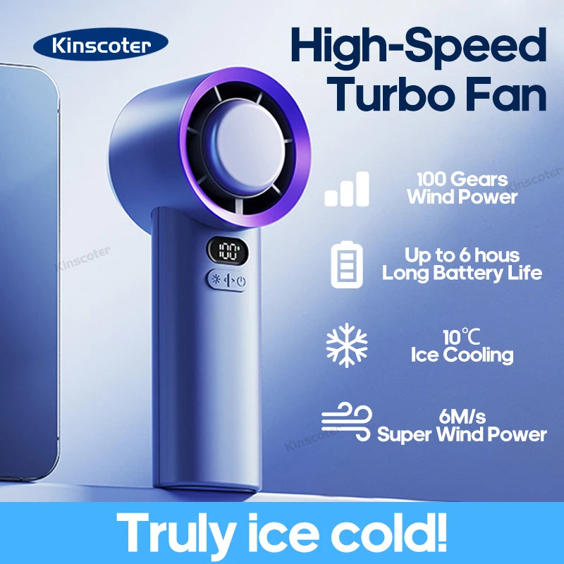 KINSCOTER Portable Handheld Turbo Fan 100 Wind Speeds Adjustable Mini Personal Fan Battery Operated Electric Eyelash Fan Leedoar