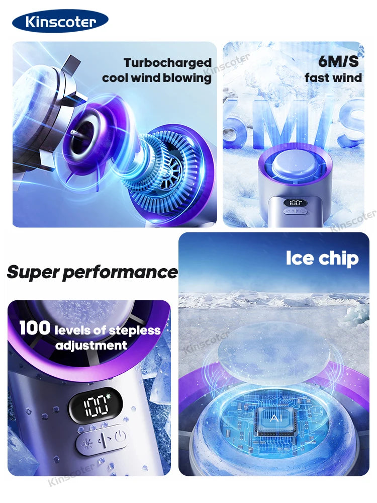 KINSCOTER Portable Handheld Turbo Fan 100 Wind Speeds Adjustable Mini Personal Fan Battery Operated Electric Eyelash Fan Leedoar